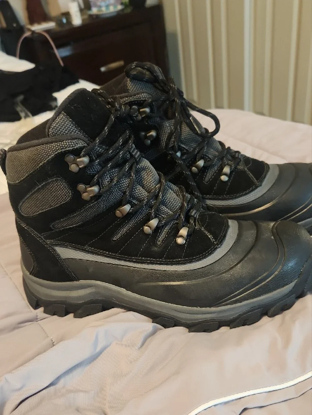 Lands' End Black and Gray Men's Rain & Snow Boots